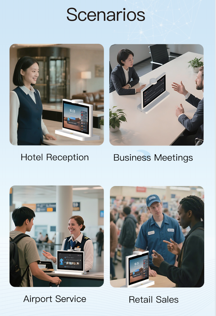10“ dual Screen AI transltor with Multi-language face-to-face translation