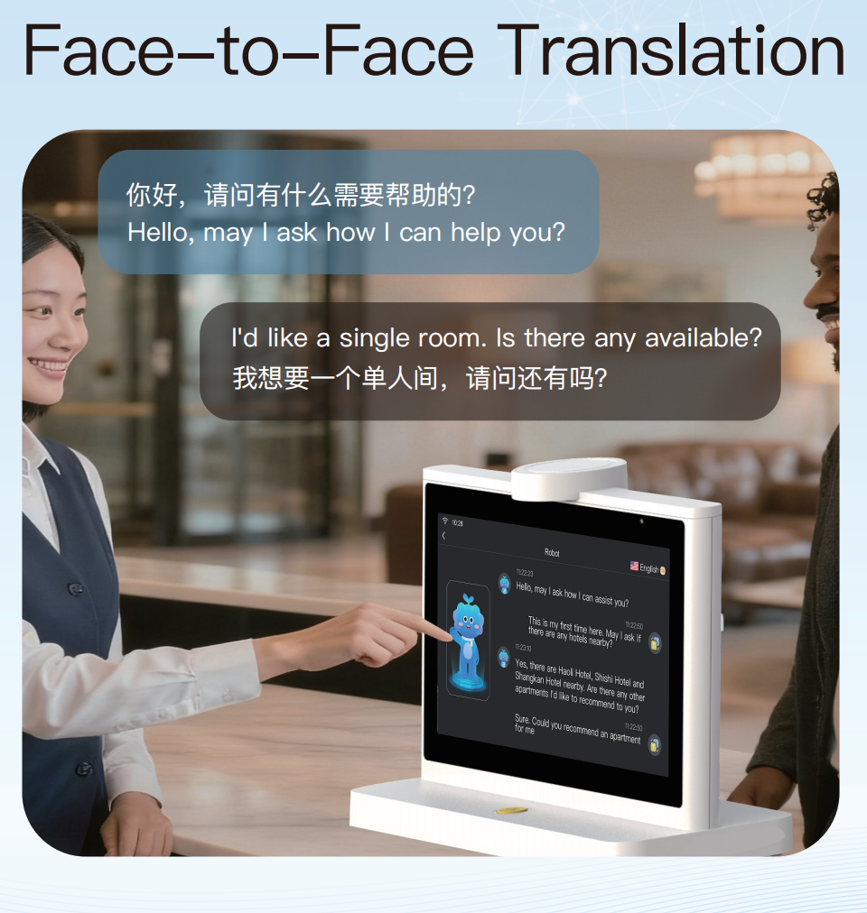 10“ dual Screen AI transltor with Multi-language face-to-face translation