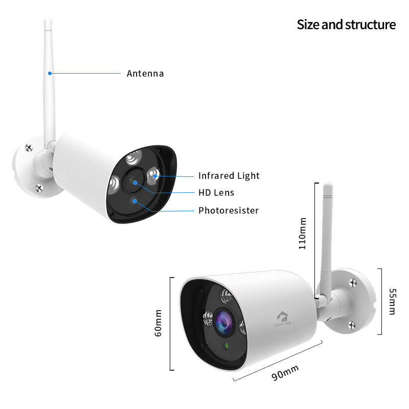Smart Wireless Gun Type Network HD Camera Cleverdog indoor&outdoor Bullet Camera