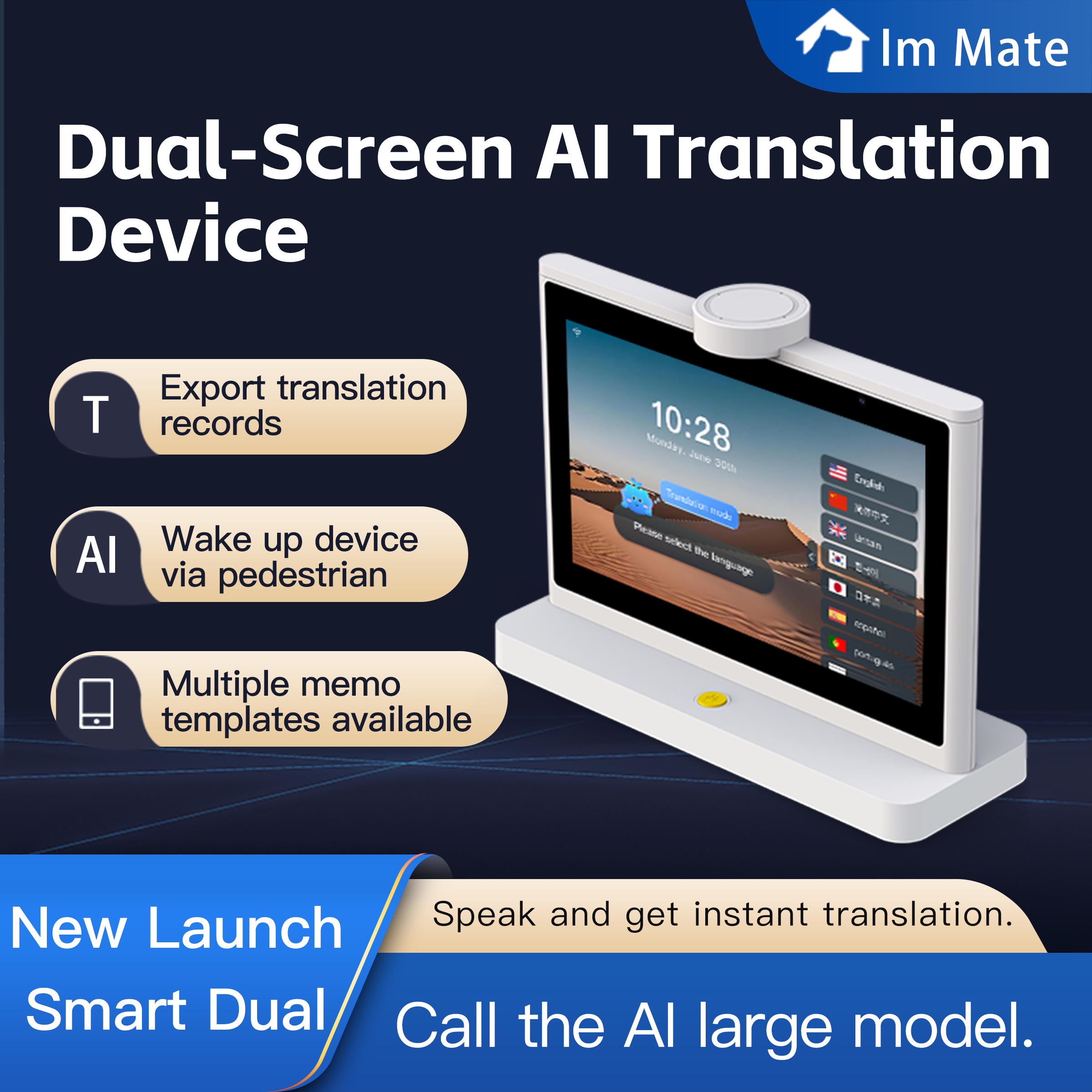 10" IM Mate Professional  Dual-Screen AI Business Translator