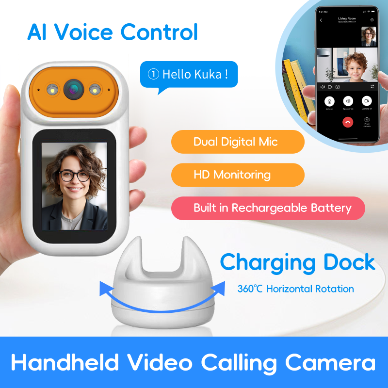 2MP Portable PTZ Auto Tracking Two Way Audio Video Call Camera with Charging Dock