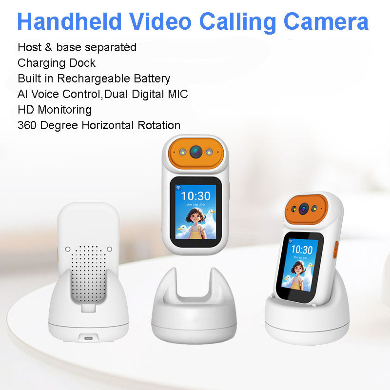 2MP Portable PTZ Auto Tracking Two Way Audio Video Call Camera with Charging Dock