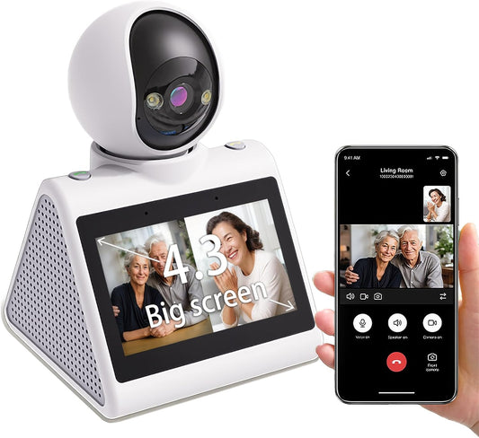 4.3" Screen, Two Way Video Camera for Elderly, Baby and Pets, 1080P Dog Camera with Motion Detection