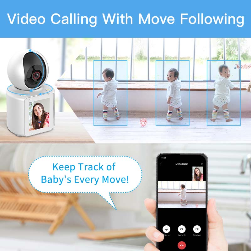 IM Cam:1080P Smart Pet Camera with 2.8" Display - Two-Way Video Calling, 360° Auto Tracking Dog Monitor & Elderly Care WiFi Camera