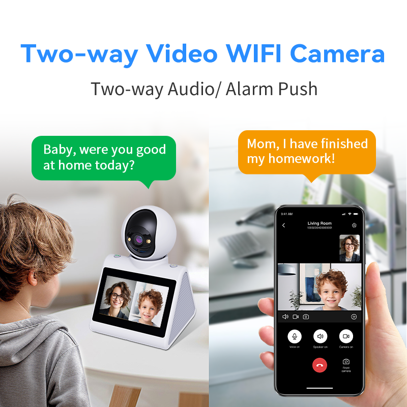 4.3" Screen, Two Way Video Camera for Elderly, Baby and Pets, 1080P Dog Camera with Motion Detection