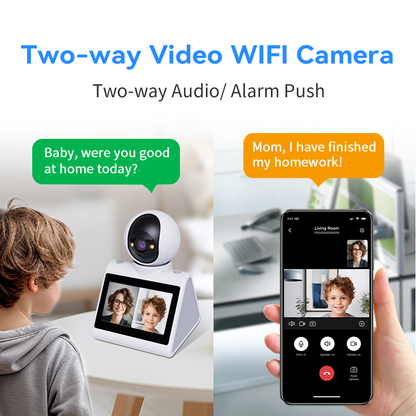 4.3" Screen, Two Way Video Camera for Elderly, Baby and Pets, 1080P Dog Camera with Motion Detection