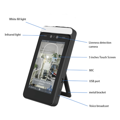 5inch Touch Screen AI Face Recognition Access Control Machine